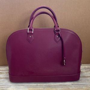 Pulicati Saffiano Leather Top Handle Dome Satchel Handbag Preowned Made in Italy